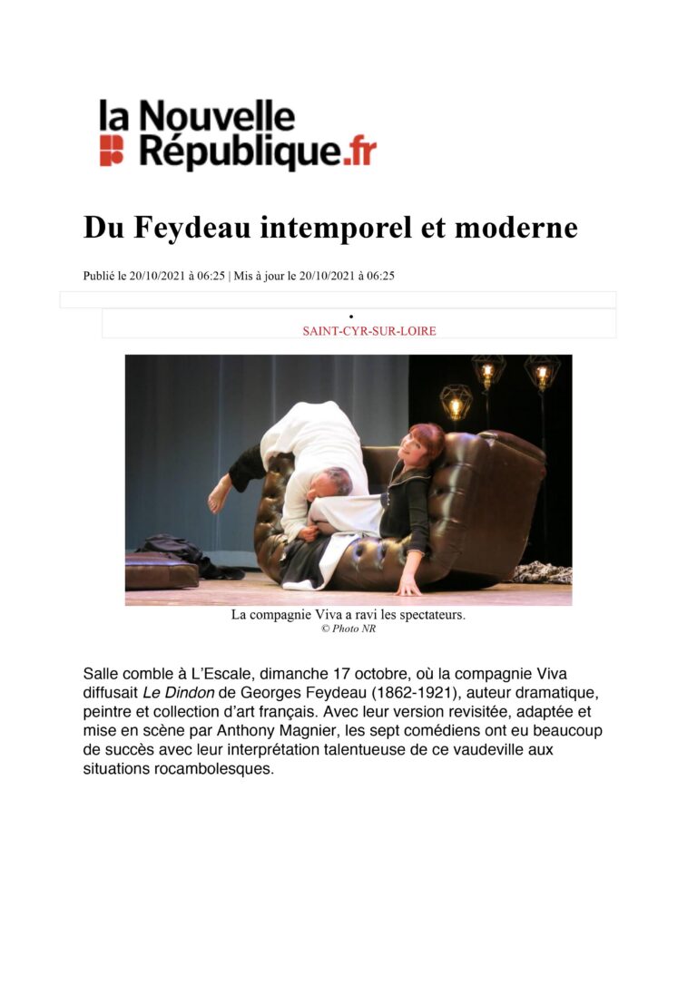 Nouvel article de la Nouvelle République pour notre Dindon